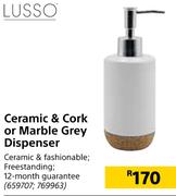 Lusso Ceramic & Cork Or Marble Grey Dispenser