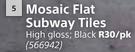 Mosaic Flat Subway Tiles (Black)-Per pk