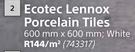 Ecotec Lennox Porcelain Tiles (White) 600m x 600mm-Per sqm