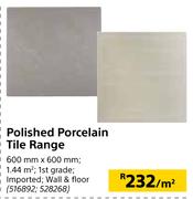 Polished Porcelain Tile Range-600mm x 600mm Per sqm
