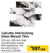 Calcutta Interlocking Glass Mosaic Tiles-310mm x 305mm Per pk