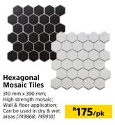 Hexagonal Mosaic Tiles-310mm x 390mm Per pk