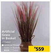Artificial Flowering Grass In Basket