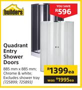 Builders Quadrant Entry Shower Doors-885mm x 885mm Each