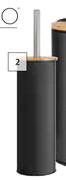 Lusso Toilet Brush Holder (Black & Bamboo)