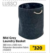 Lusso Mid Grey Laundry Basket-380mm x 500mm