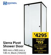 Macneil Sierra Pivot Shower Door (Black)-900mm x 900mm x 1.85m
