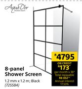 Aqua Dior 8 Panel Shower Screen (Black)-1.2mm x 1.2m