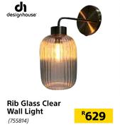 Design House Rib Glass Clear Wall Light