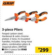 Grip 3 Piece Mini Pliers Set
