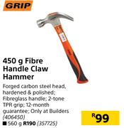 Grip 560g Fibre Handle Claw Hammer