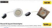 Light Worx Round & Square Downlights-Per pk