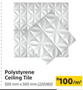 Polystyrene Ceiling Tile 500mm x 500mm-Per Sqm