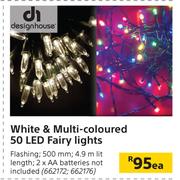 Designhouse White & Multi Coloured 50 LED Fairy Lights-Each