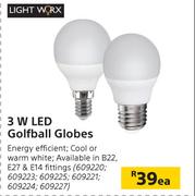 Light Worx 3W LED Golfball Globes-Each