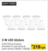 Light Worx 3W LED Globles-Per Pk