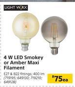 Light Worx 4 W LED (Smokey Or Amber) Maxi Filament-Each