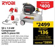Ryobi 50L 1.5KW Compressor With 5 Piece Kit