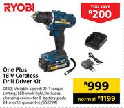 Ryobi One Plus 18V Cordless Drill Driver Kit