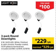 Lightworx 3 Pack Round Downlights-Per Pack
