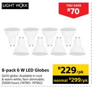 Lightworx 8 Pack 6W LED Globes-Per Pack