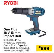 Ryobi One Plus 18 V 13mm Impact Drill XHD-1820