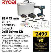 Ryobi 18 V 13mm Li-Ion Cordless Impact Drill Driver Kit XLD-1860K