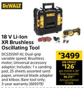 Dewalt 18V Li-Ion XR Brushless Oscillating Tool DCS355NT-XJ