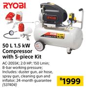 Ryobi 50L 1.5 KW Compressor With 5 Piece Kit
