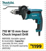 Makita 710W 13mm Gear Chuck Impact Drill