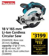 Makita 18V 165mm Li-Ion Cordless Circular Saw
