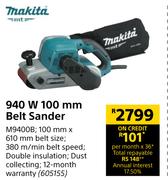Makita 940W 100mm Belt Sander