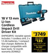 Makita 18V 13mm Li-Ion Cordless Impact Drill Driver Kit