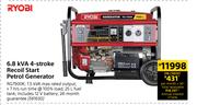 Ryobi 6.8 KVA 4 Stroke Recoil Start Petrol Generator RG7900K