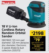 Makita 18 V Li-Ion Cordless ROtary Random Orbital Sander DBB0180Z