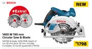 Bosch 1400W 190mm Circular Saw & Blade GKS190