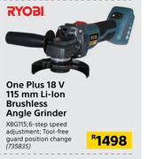 Ryobi One Plus 18V 115mm Li-Ion Brushless Angle Grinder XBG115