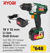 Ryobi 18V 10mm Li-Ion Drill Driver HLD-180