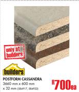 Builders Postform Cassandra 3660mm x 600mm x 32mm-Each