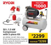 Ryobi 50L 1.5KW Compressor With 5 Piece Kit