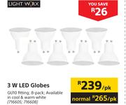 Light Worx 3 W LED Globes-Per Pack 