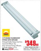 Radiant 2 FT Single Fluorscent Fitting with Diffuser-Each