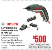 Bosch 3.6V Lithium-Ion Screwdriver And 10 Piece Set
