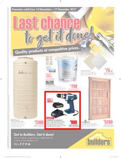 Builders Inland : Build More For Less (14 Nov - 17 Dec 2017), page 1