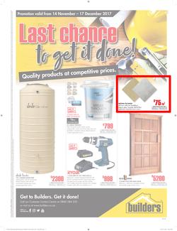 Builders Inland : Build More For Less (14 Nov - 17 Dec 2017), page 1