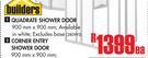 Builders Quadrate Shower Door 900mm x 900mm-Each