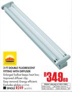 Radiant 2 FT Double Fluorescent Fitting With Diffuser-Each