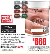 Fired Earth 20L Extreme Roof Acrylic - Green & White