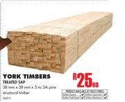 York Timbers Treated Sap 38mm x 38mm x 3m-Each
