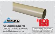 Marley PVC Underground Pipe 110mm x 6000mm ULE420